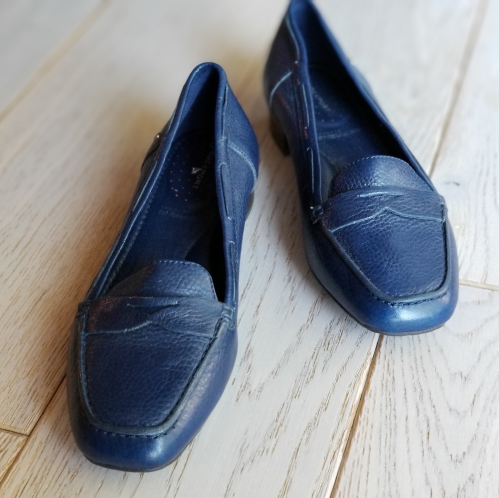Rockport Deep Blue Leather Slip-On Loafers